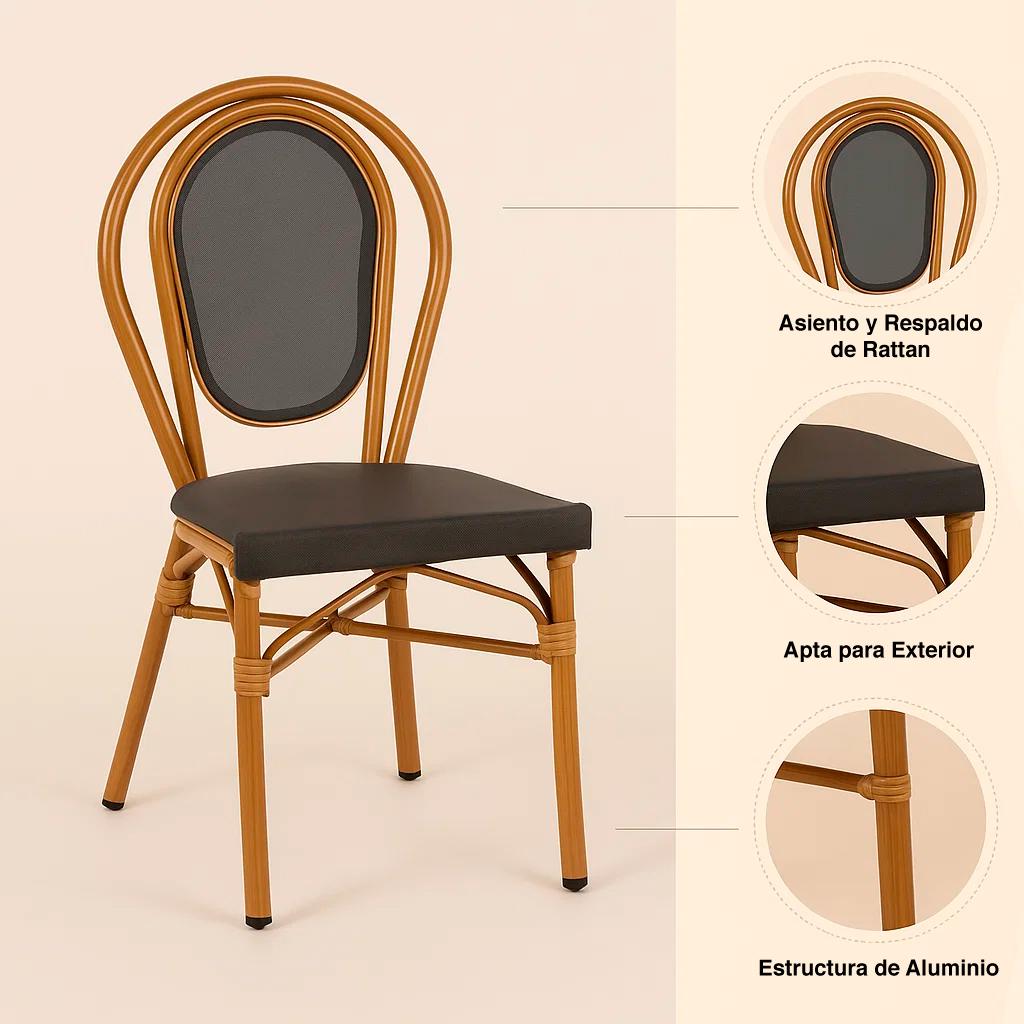 Silla Provence Parisina Rattan - Gris Oscuro