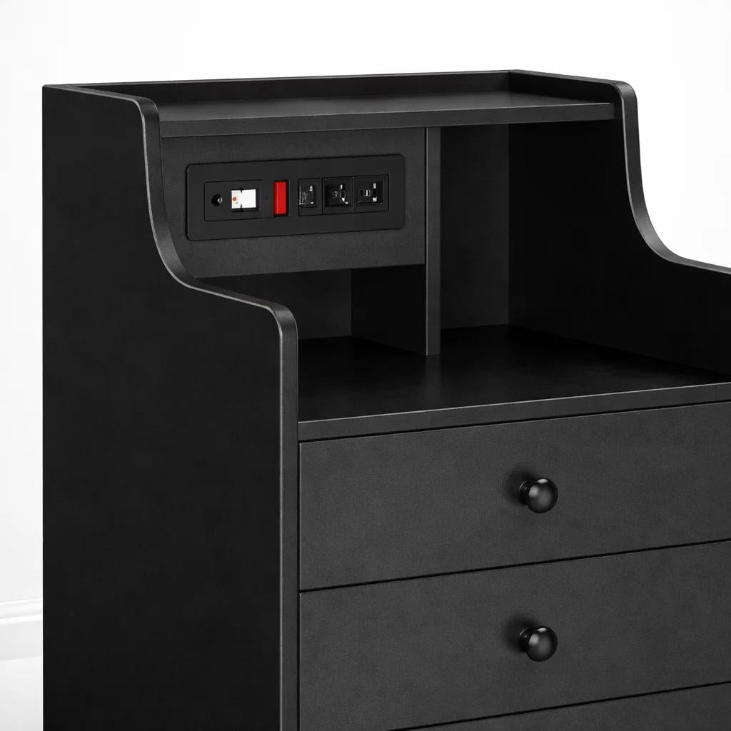 Velador Urbano Smart con Enchufe Integrado Negro de 3 Cajones