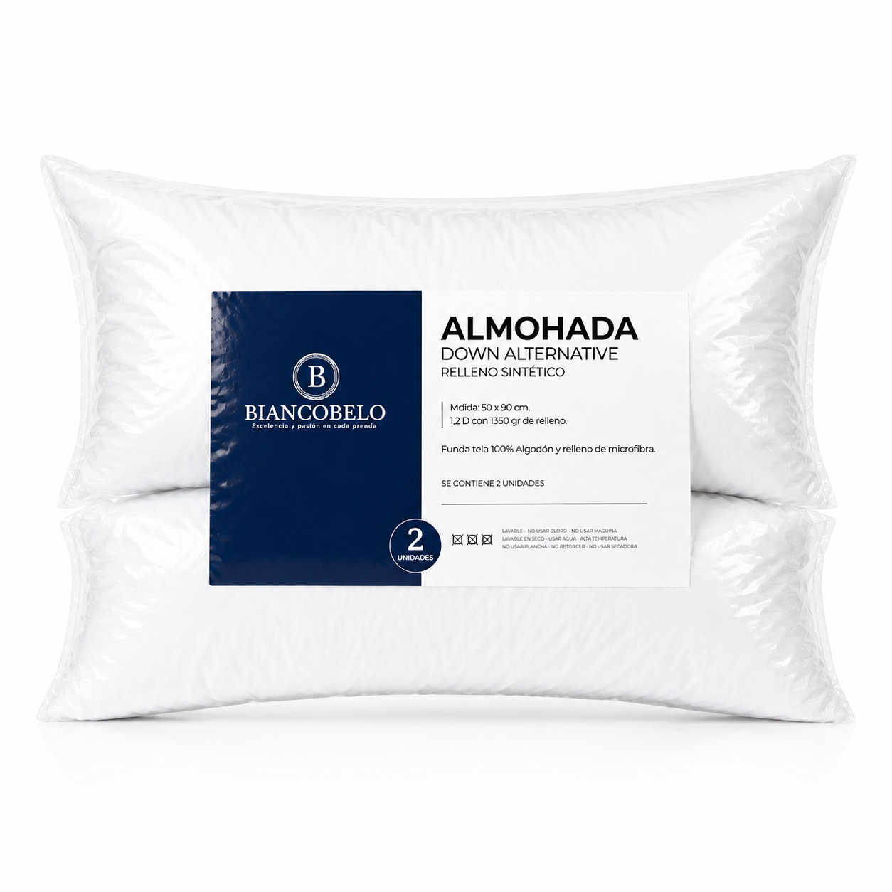 Pack 2 Almohadas King Down Alternative Biancobelo