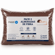 Pack 2 Almohadas Premium Microfibra Chocolate. Masel