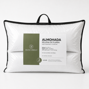 Almohadas Biancobelo 50x70 cm rellenas con pluma y microfibra, pack de 2 unidades. Almohadas suaves, mullidas y cómodas con funda de poliéster, ideales para un descanso confortable durante todo el año.