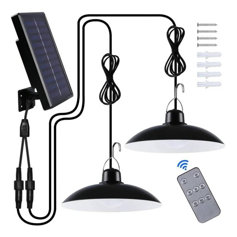 Pack de 2 lámparas LED solares colgantes de 240W con control remoto