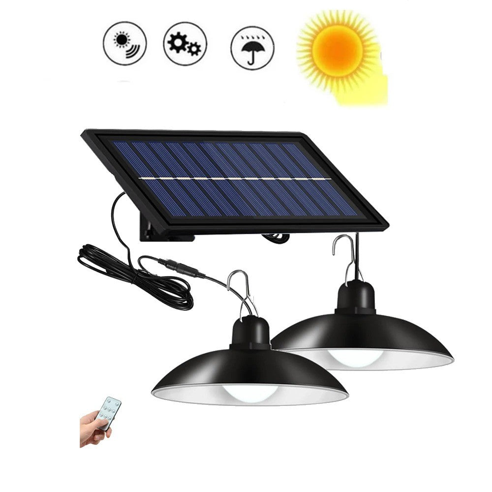Pack de 2 lámparas LED solares colgantes de 240W con control remoto
