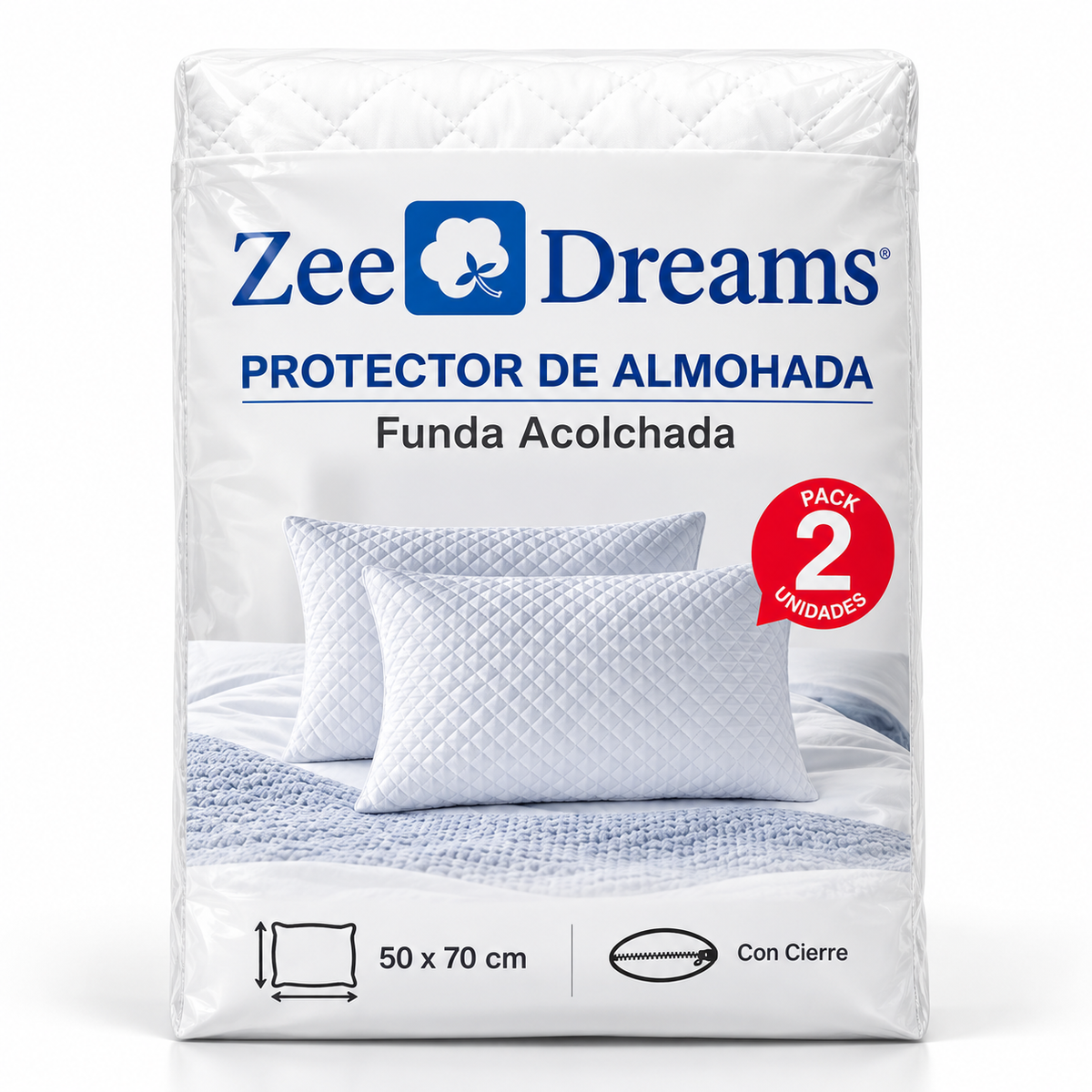 Pack 2 Protectores de almohada 50x70 funda acolchada Zee Dreams