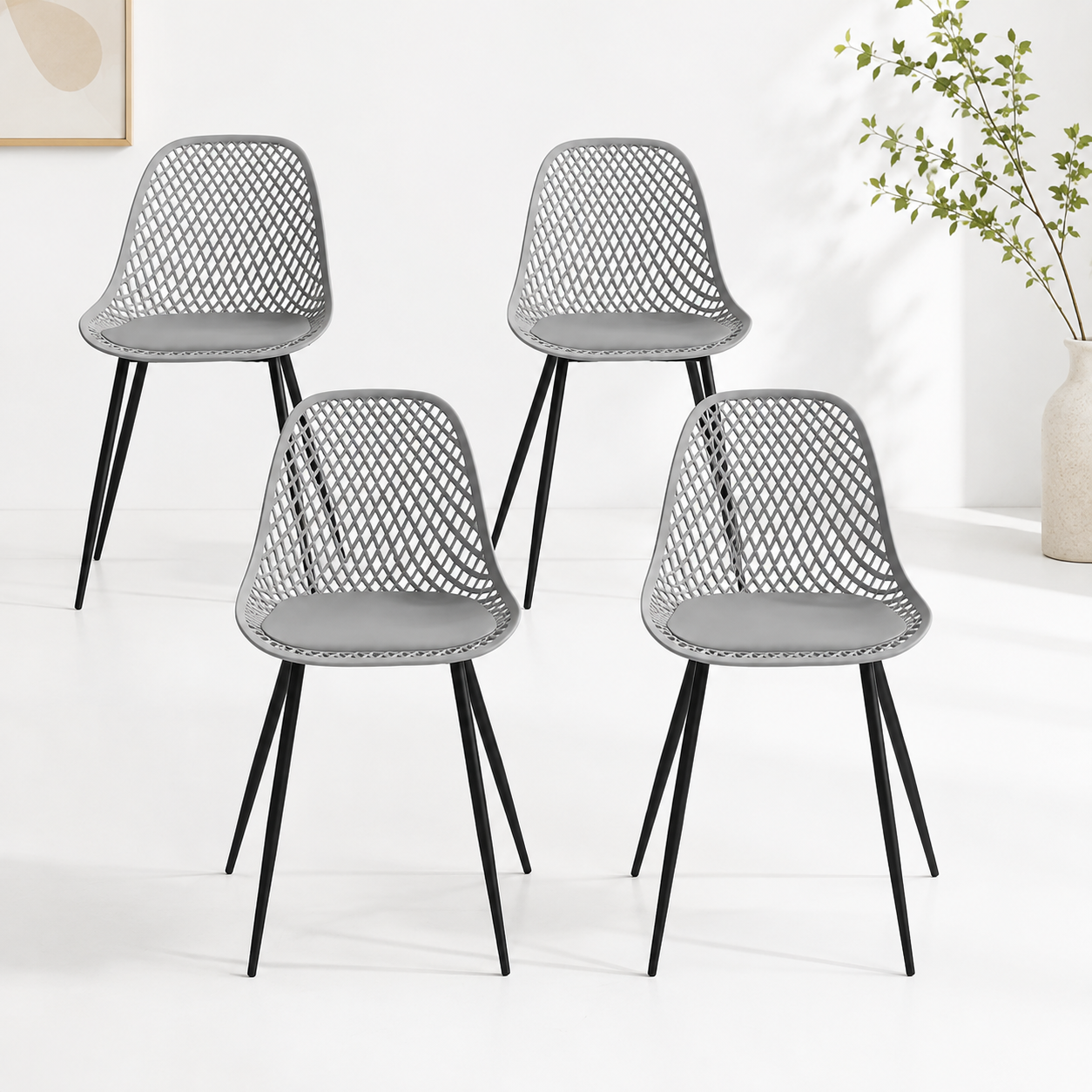 Pack de 4 Silla Europa Acolchada - Gris