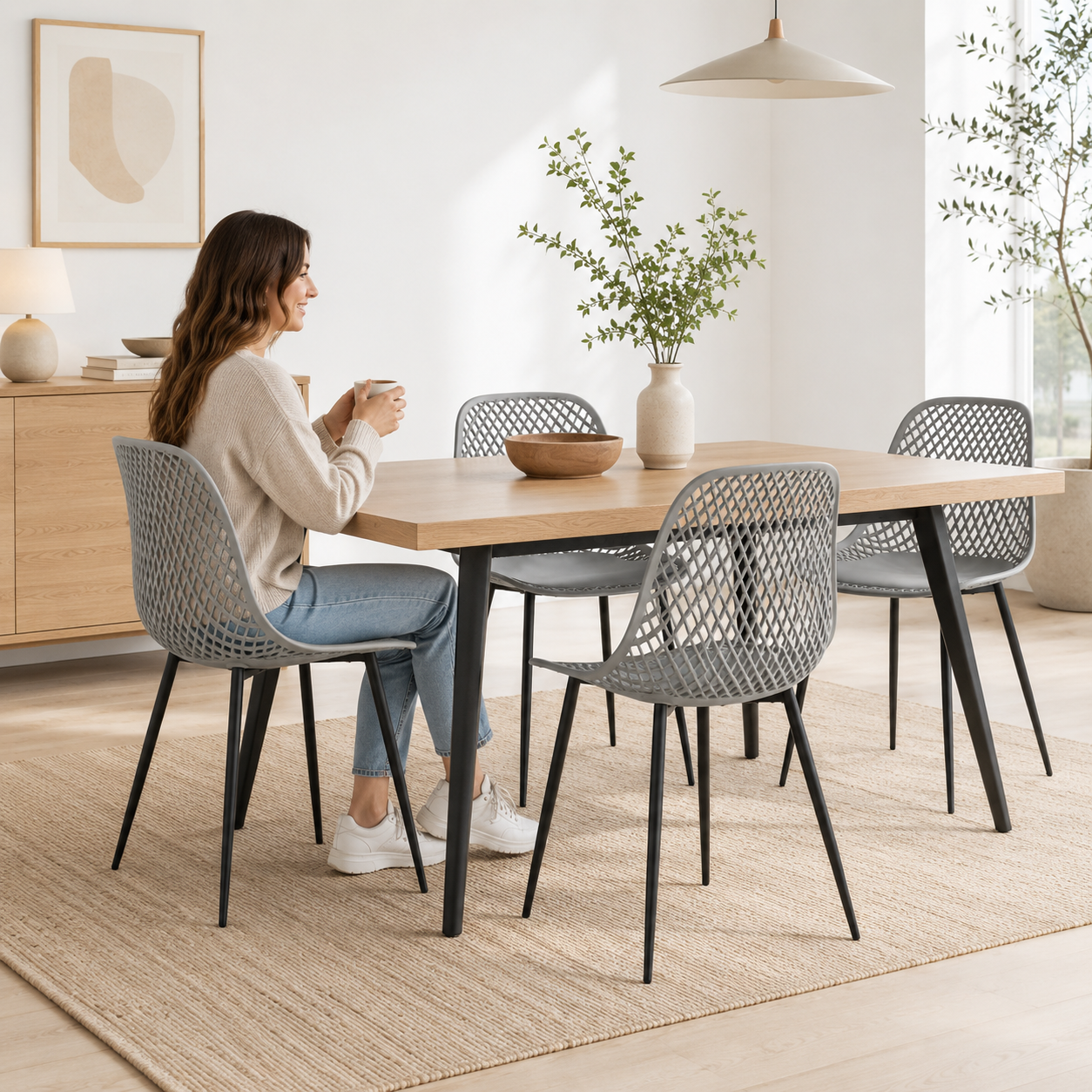 Pack de 4 Silla Europa Acolchada - Gris