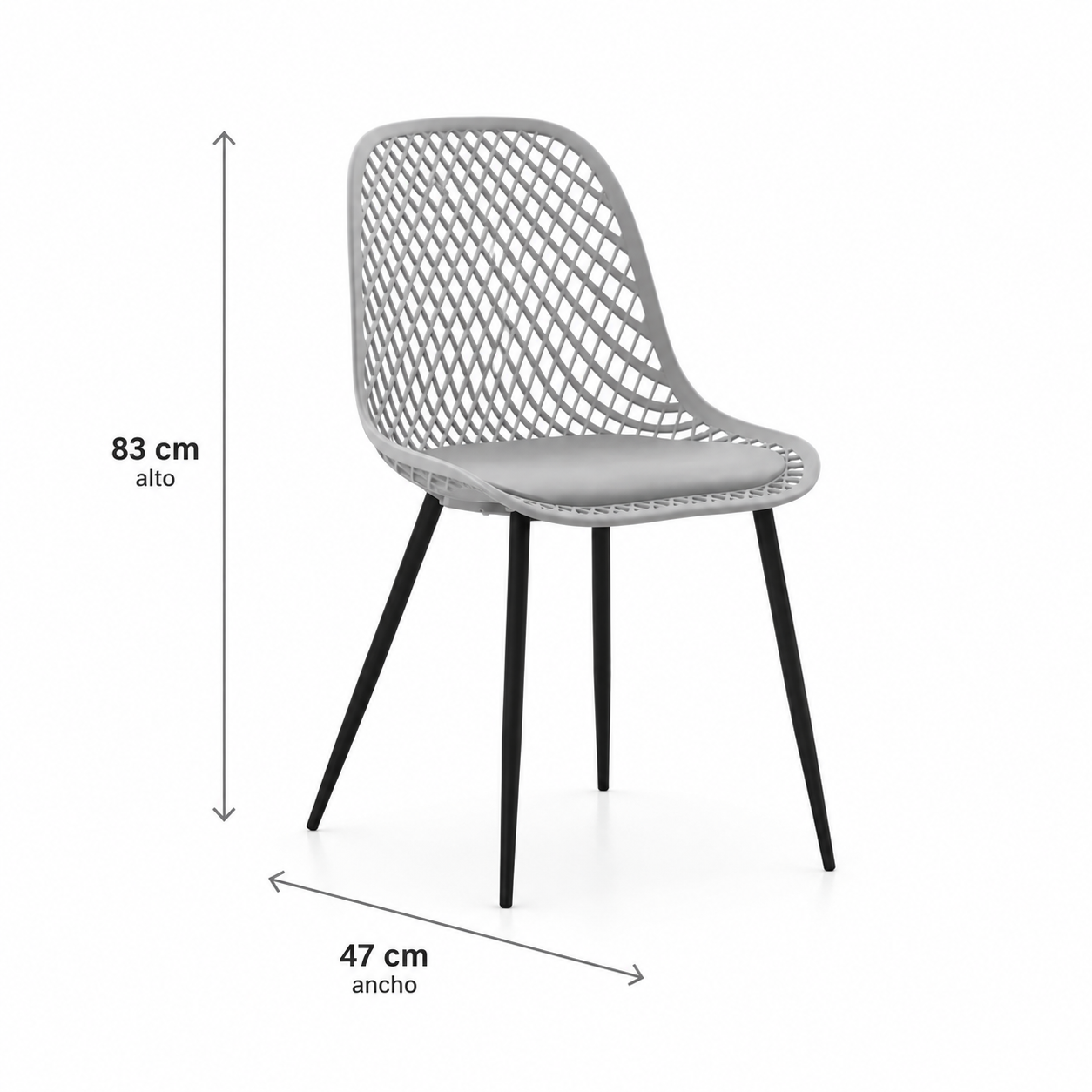 Pack de 4 Silla Europa Acolchada - Gris