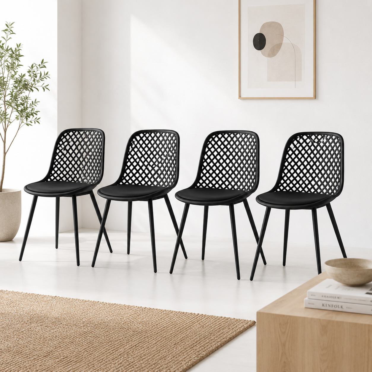Pack de 4 Silla Europa Acolchada - Negra