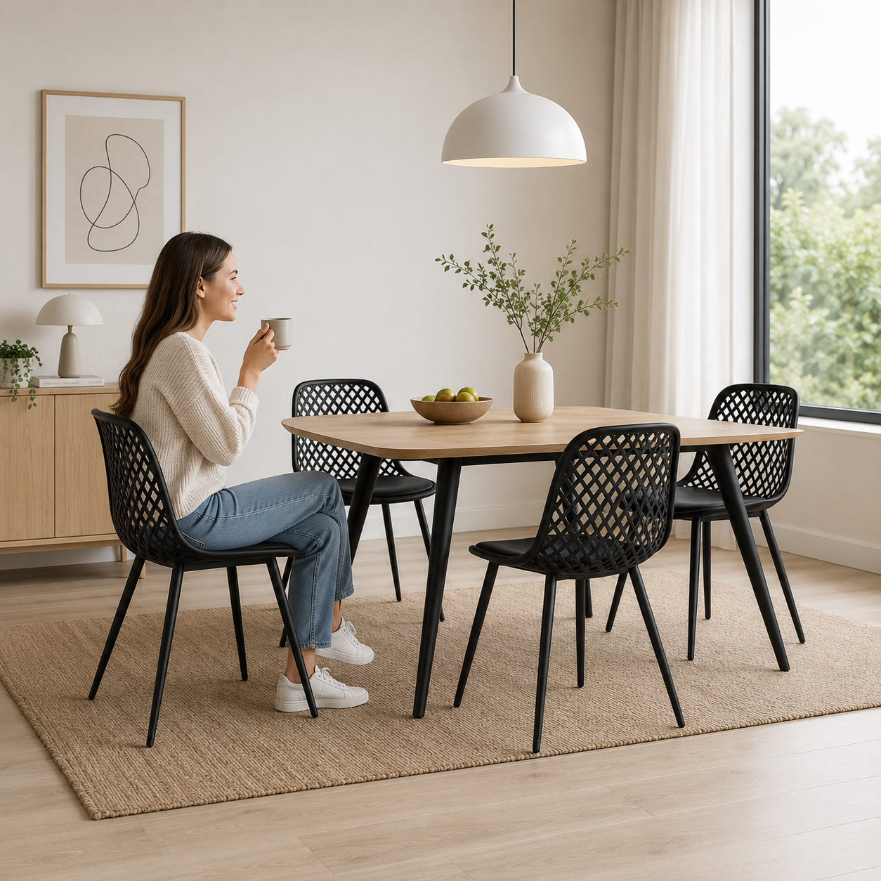 Pack de 4 Silla Europa Acolchada - Negra