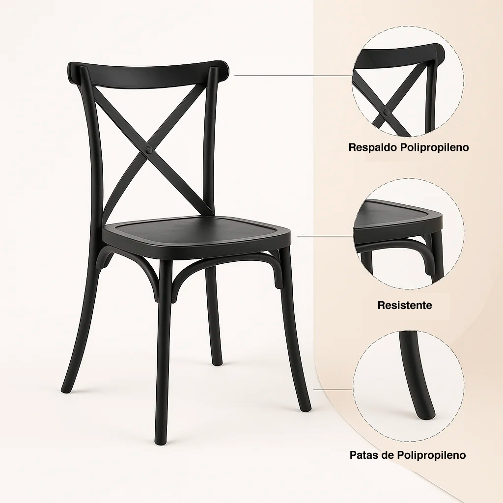 Pack 4 Sillas Crossback Negra