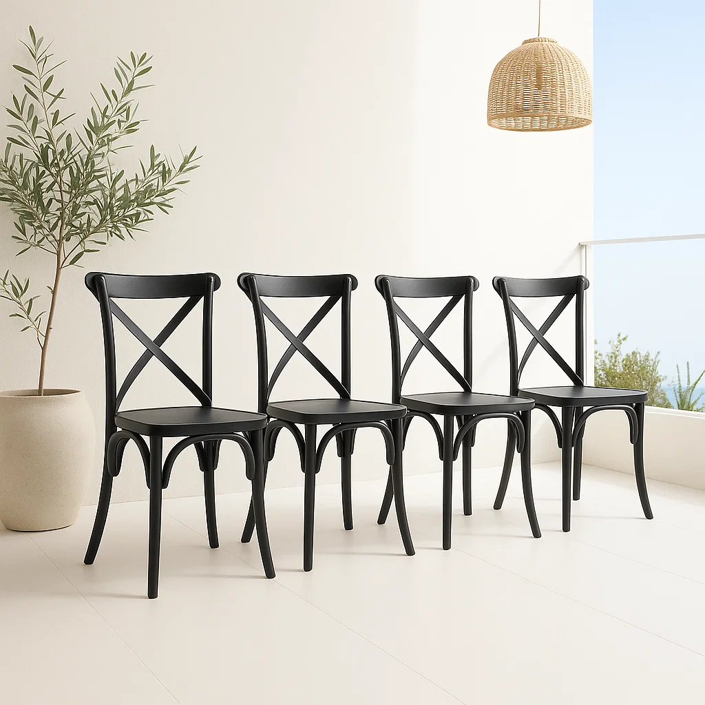 Pack 4 Sillas Crossback Negra