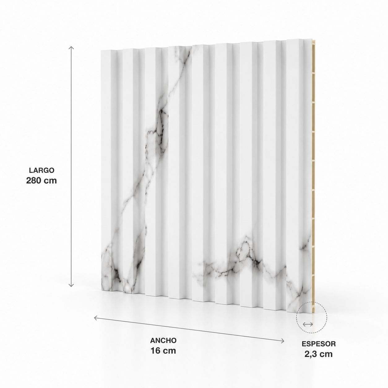 Panel decorativo PVC color Marble 280x16x2,3cm Caja 16 piezas