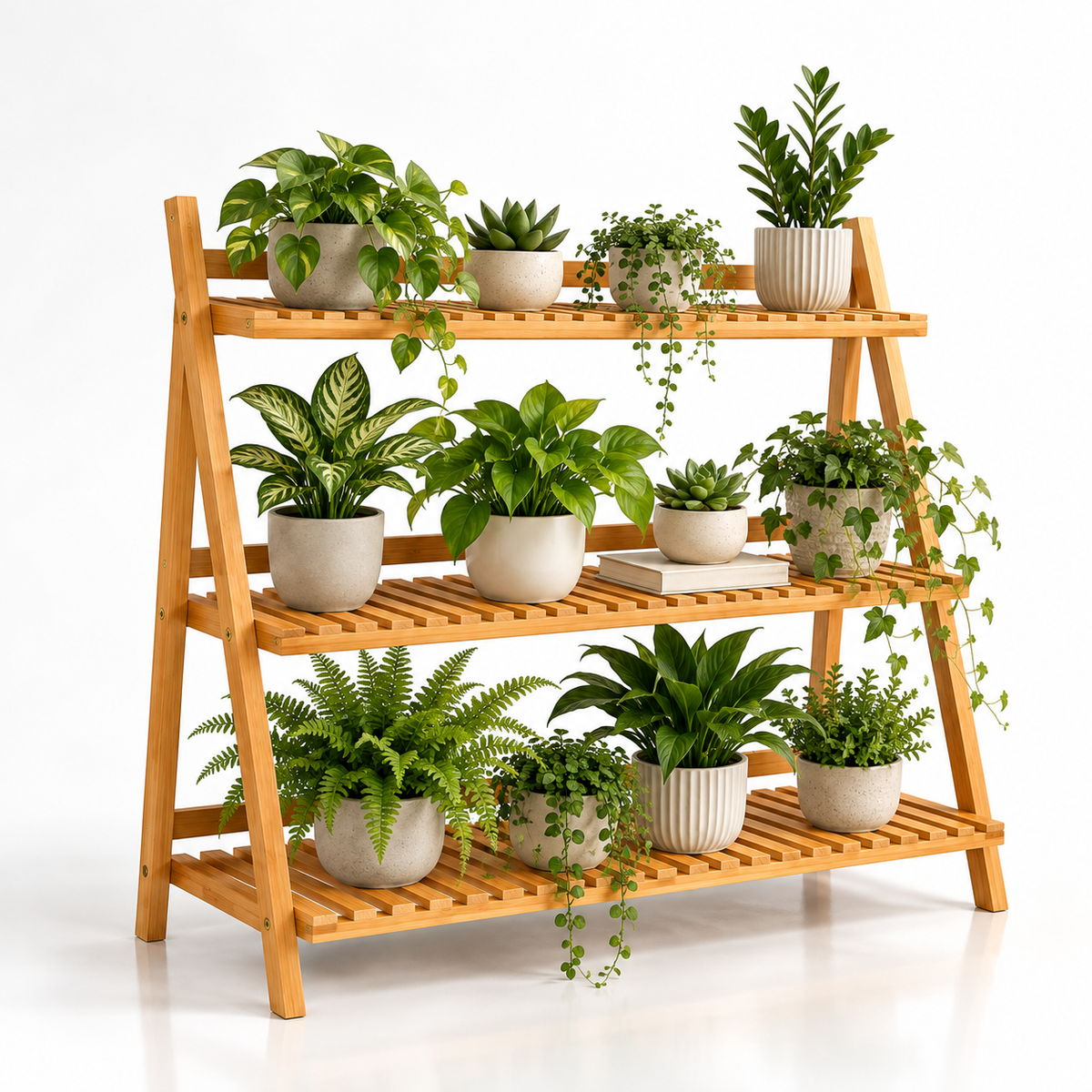 Pérgola Rack Para Terrazas de Bambu. Tres niveles.