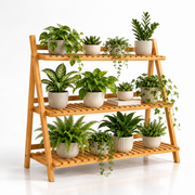 Pérgola Rack Para Terrazas de Bambu. Tres niveles.