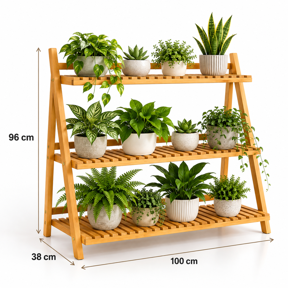 Pérgola Rack Para Terrazas de Bambu. Tres niveles.