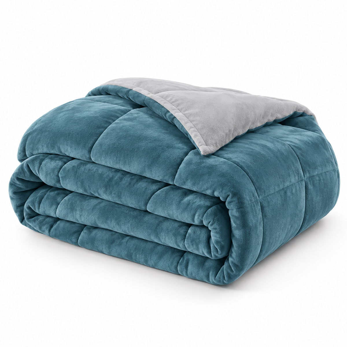 Plumón Sherpa Plush Celeste/Gris Super King