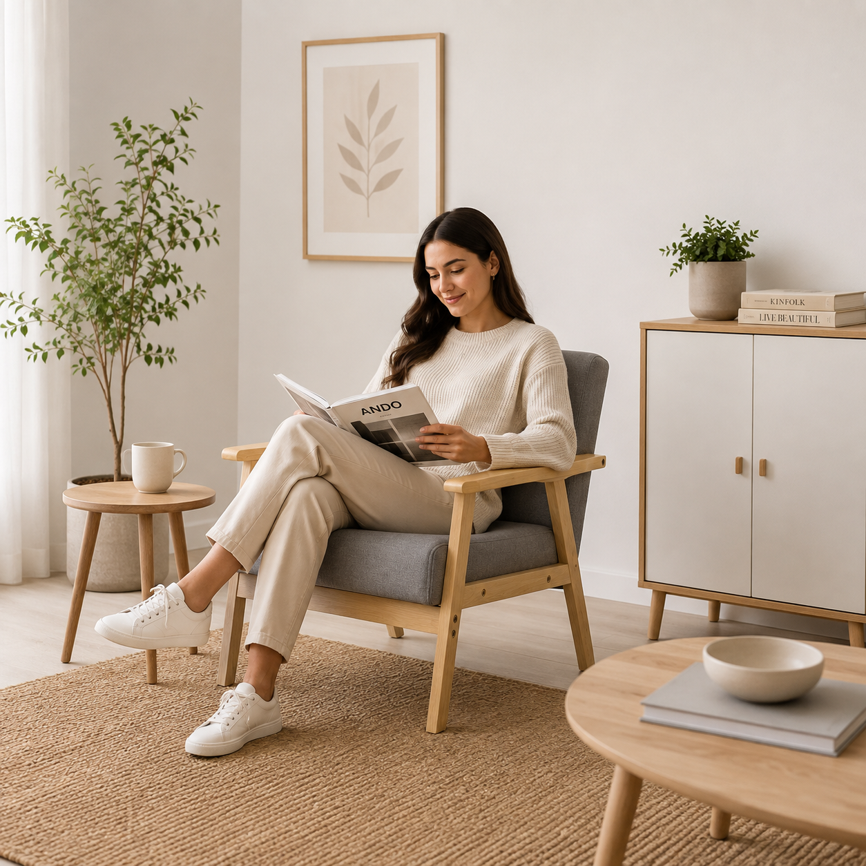 Poltrona madera Reims gris oscuro