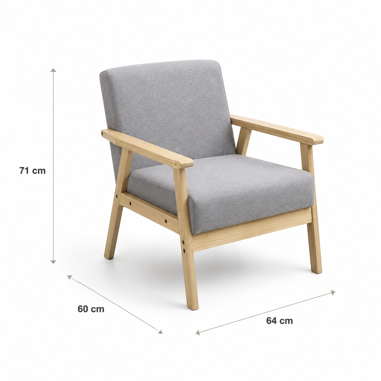 Poltrona madera Reims gris oscuro