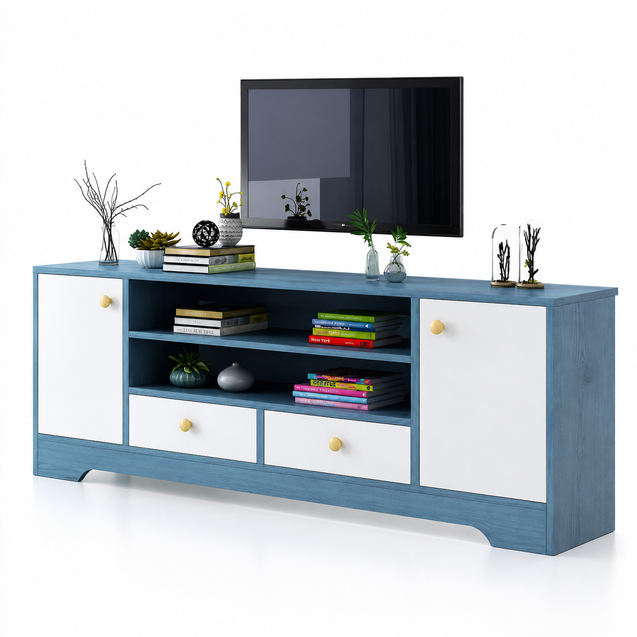 Rack Tv 2 Niveles Memphis Skyblue