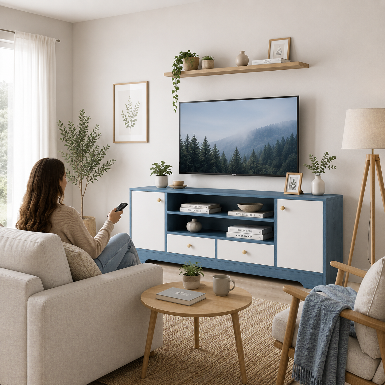 Rack Tv 2 Niveles Memphis Skyblue