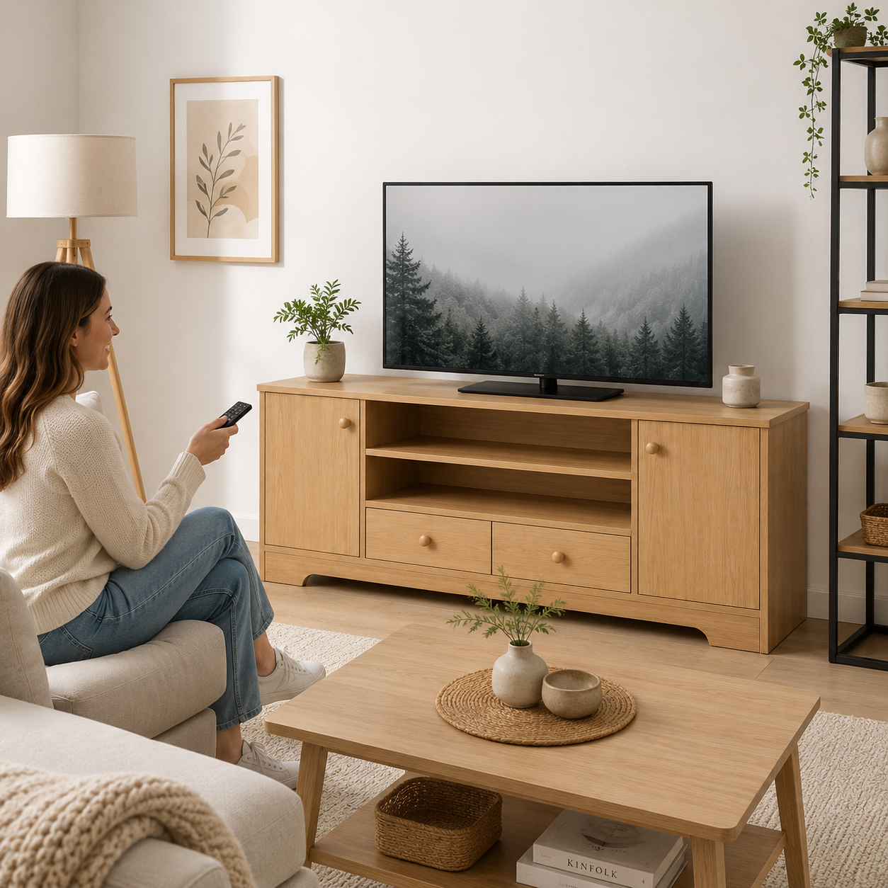 Rack tv 2 niveles Memphis wood