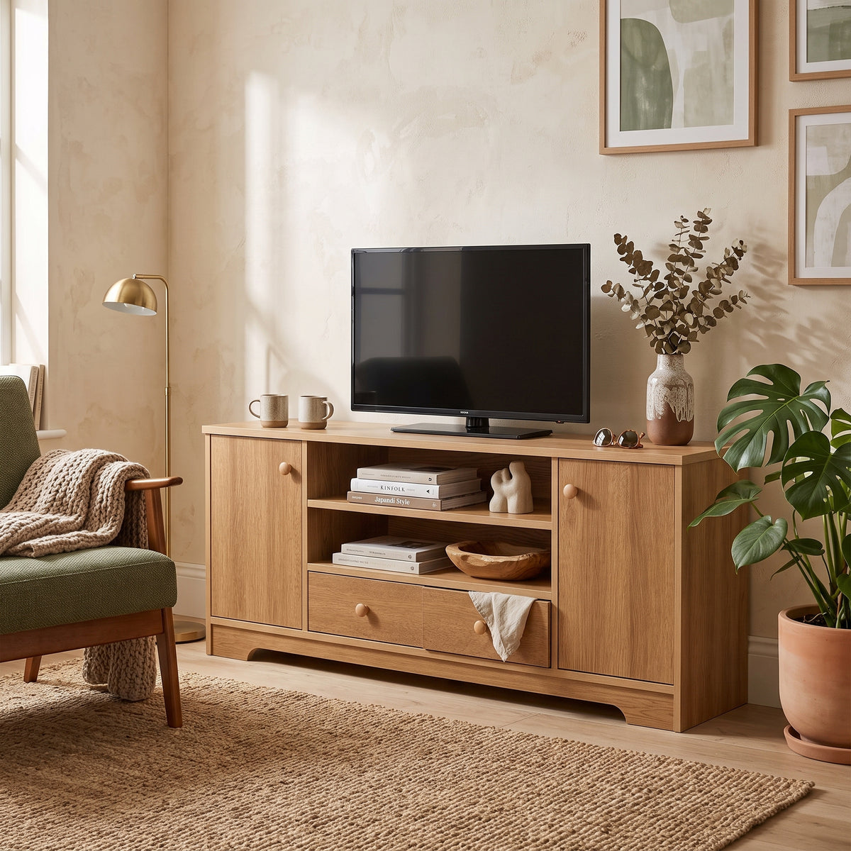 Rack tv 2 niveles Memphis wood