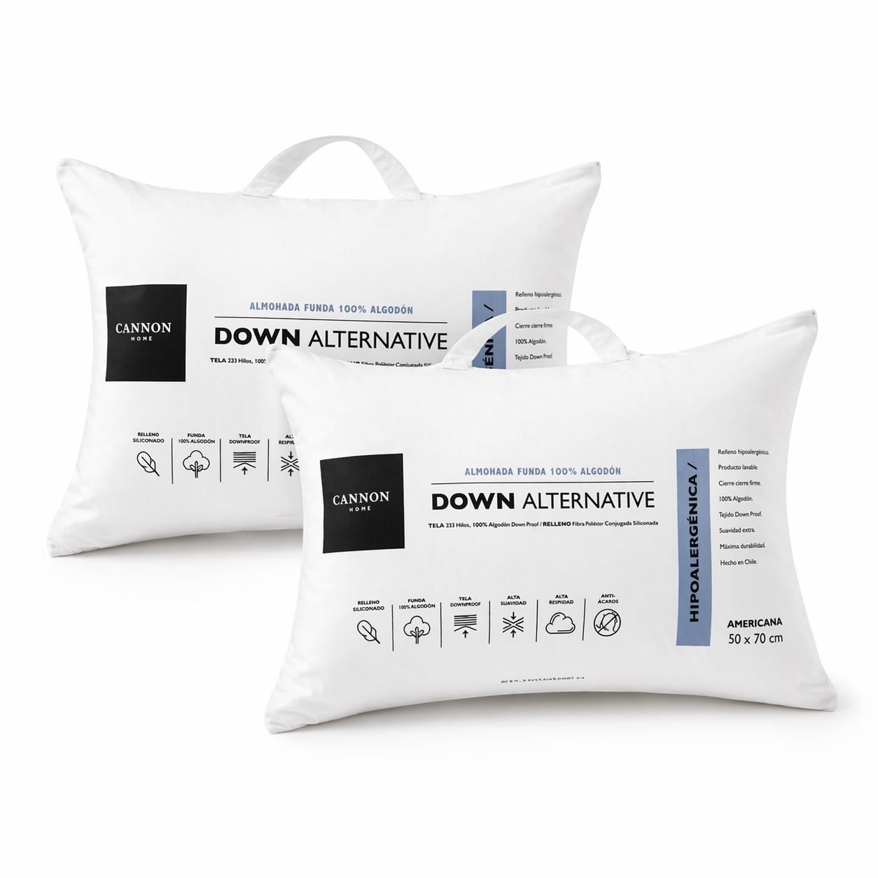 Pack 2 Almohadas Down Alternative 50x70, Cannon