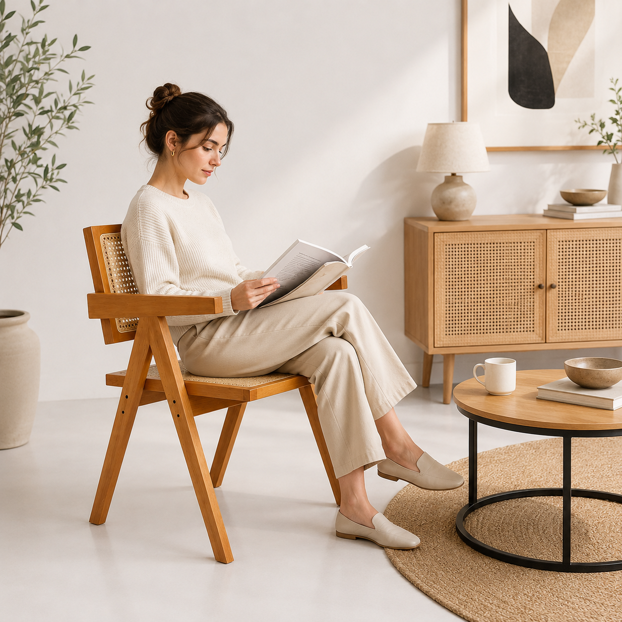 Silla Chandigarh Madera Rattan