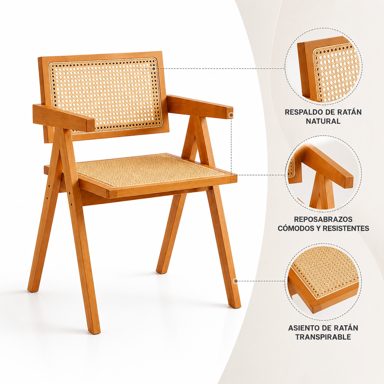 Silla Chandigarh Madera Rattan