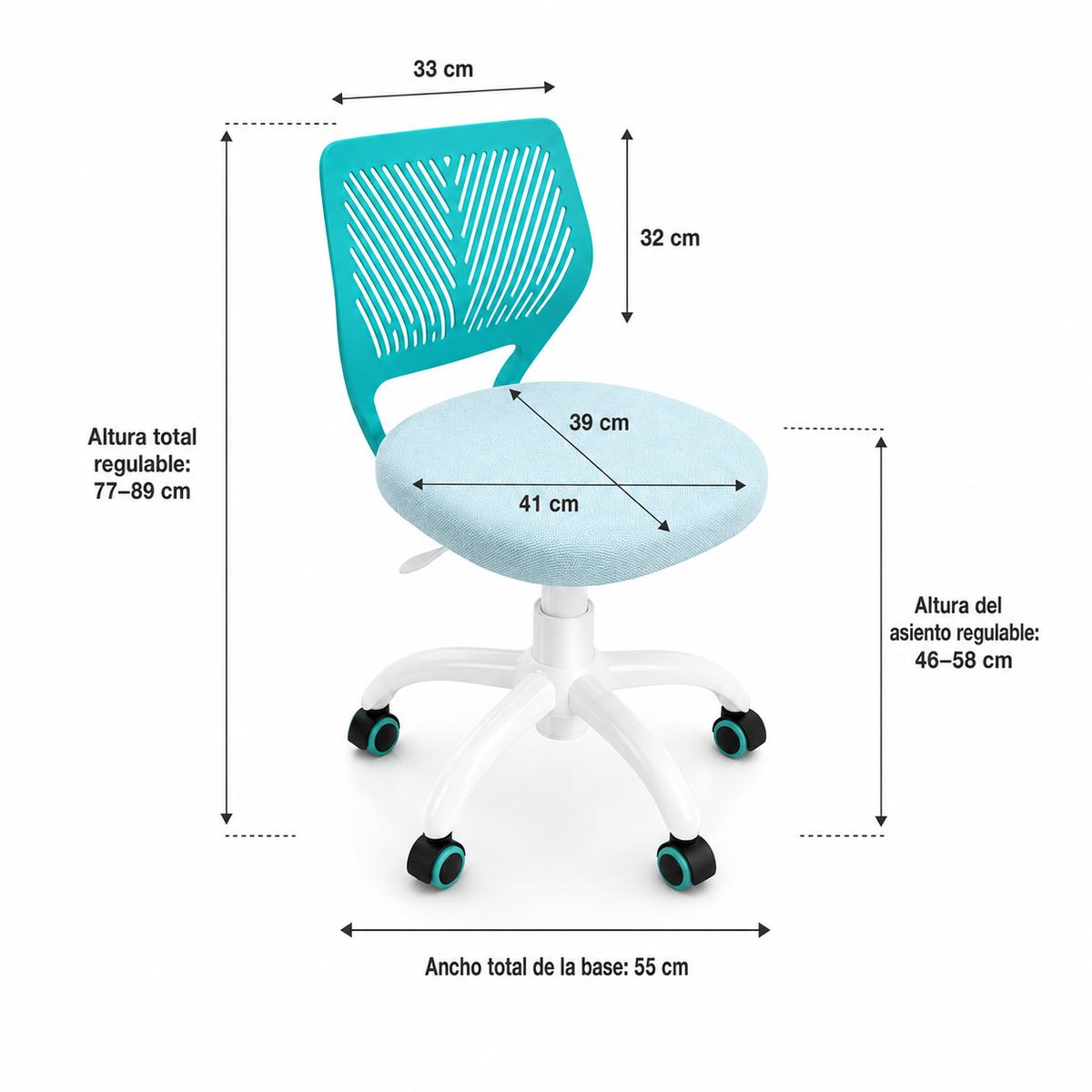 Silla de oficina para niños ajustable