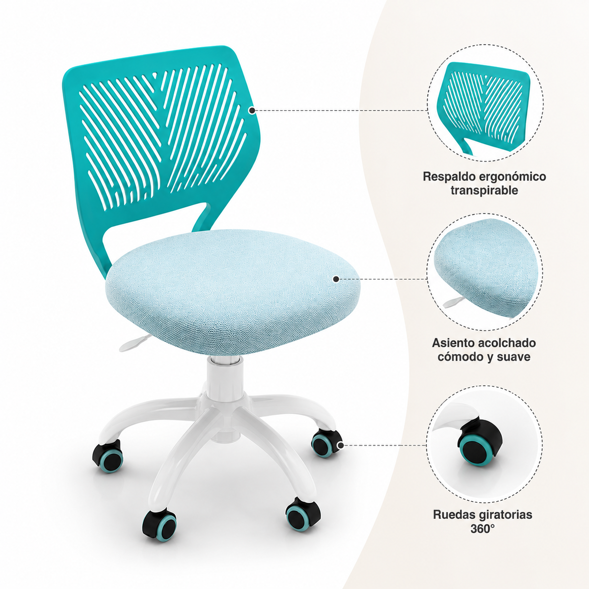 Silla de oficina para niños ajustable