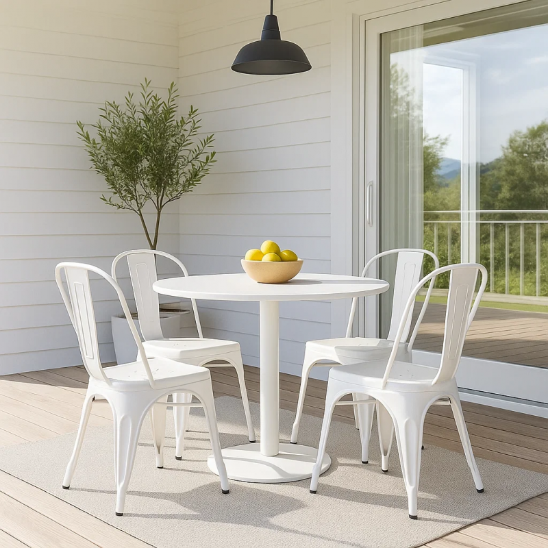 Sillas de Comedor diseño Tolix. Pack 4 Unidades Blanco Mate