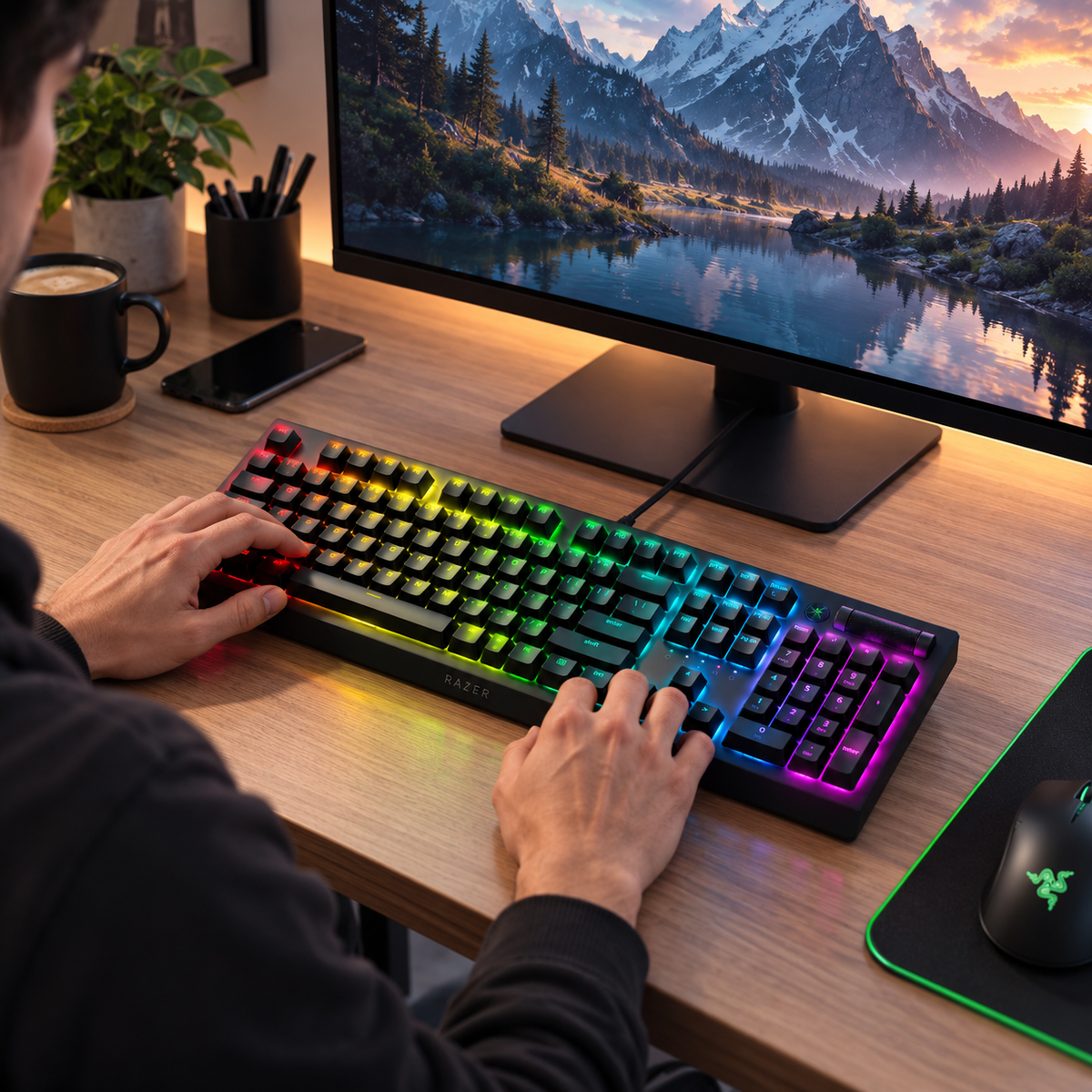 Teclado Gamer Óptico Razer DeathStalker V2 RGB de Perfil Bajo USB Negro RZ03-0450 Open Box