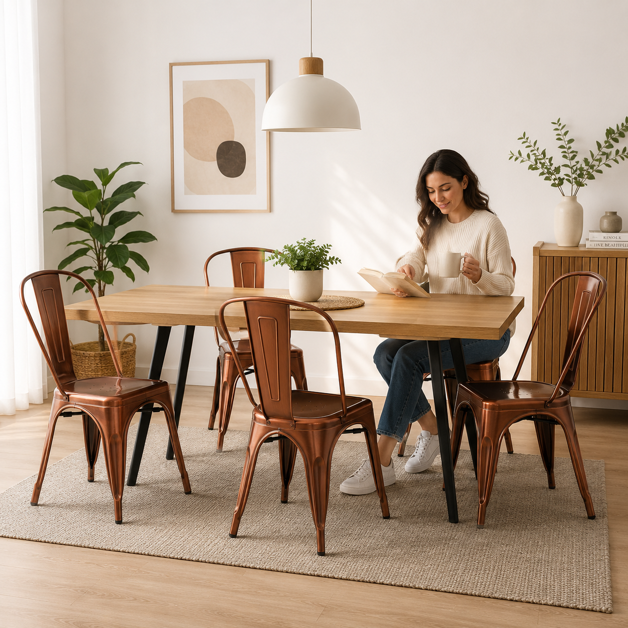 Pack de 4 Sillas de comedor diseño Tolix cobre