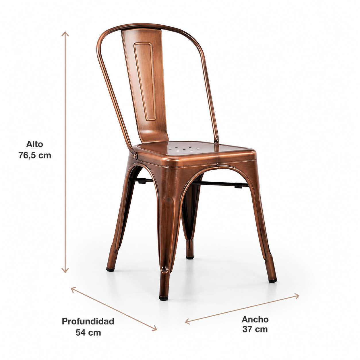 Pack de 4 Sillas de comedor diseño Tolix cobre