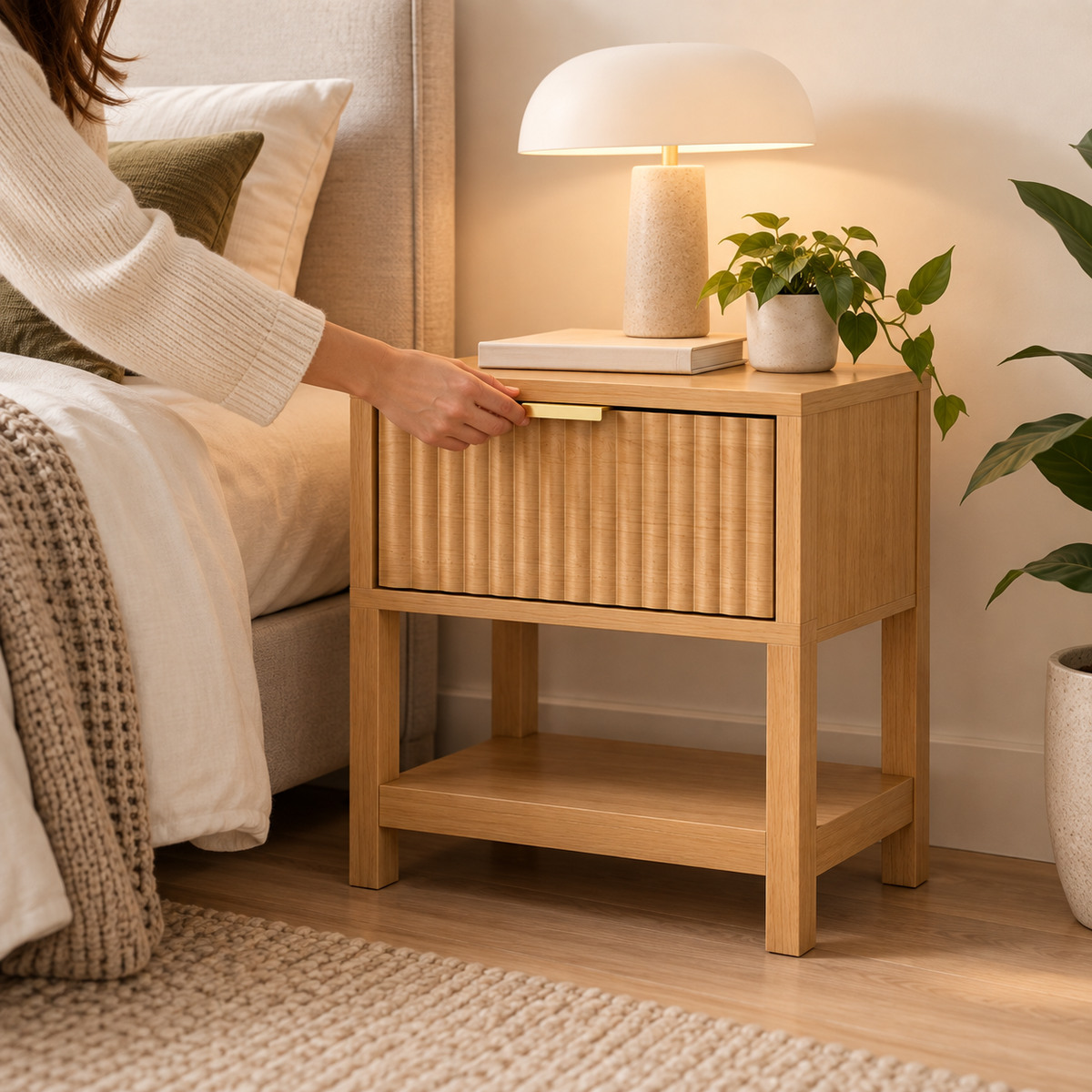Velador Harmony Nordic 1 Cajón Roble