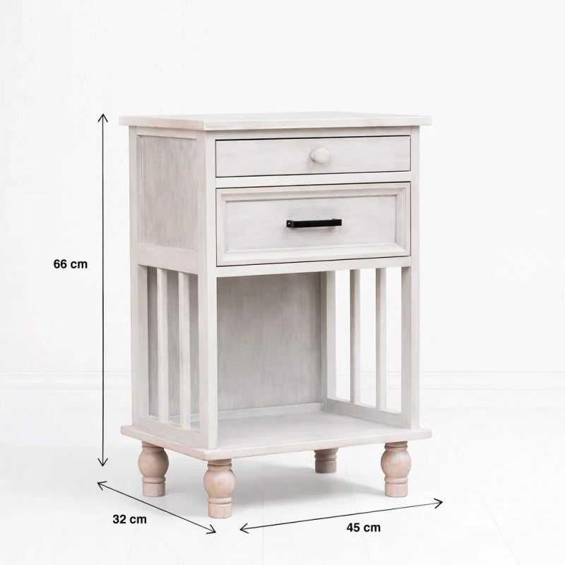 Velador Vintage Provenza 2 cajones Blanco