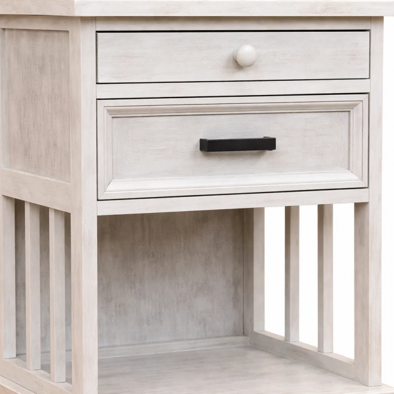 Velador Vintage Provenza 2 cajones Blanco