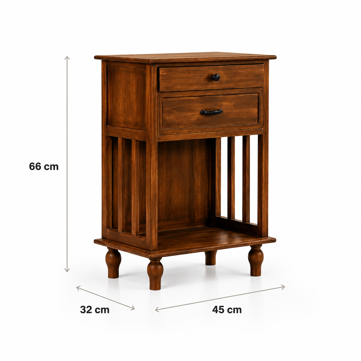 Velador Vintage Provenza 2 cajones Madera