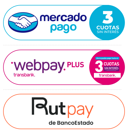 Aceptamos pagos a través de Mercadopago y Webpay